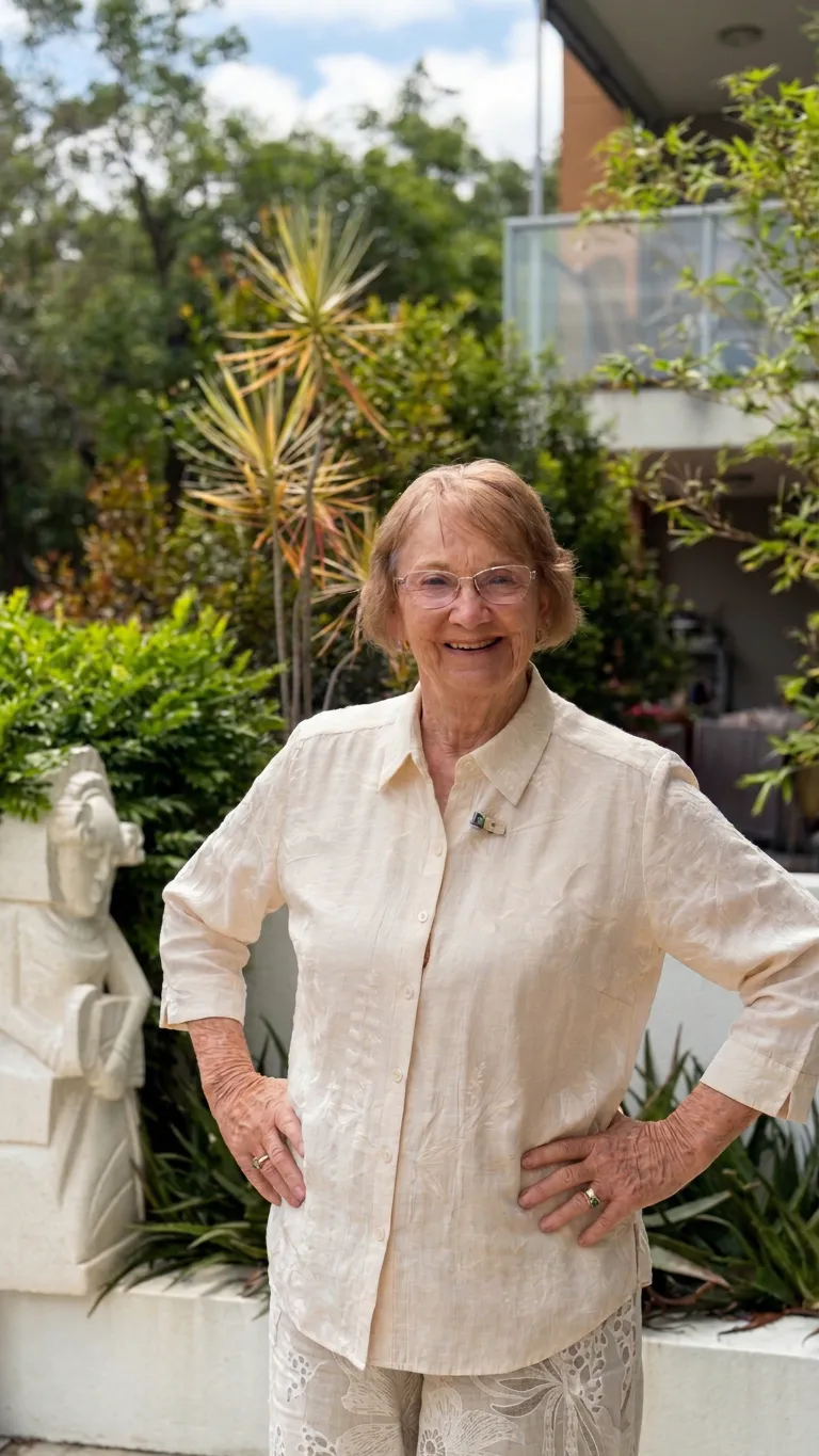 Judy Hinwood standing in her garden